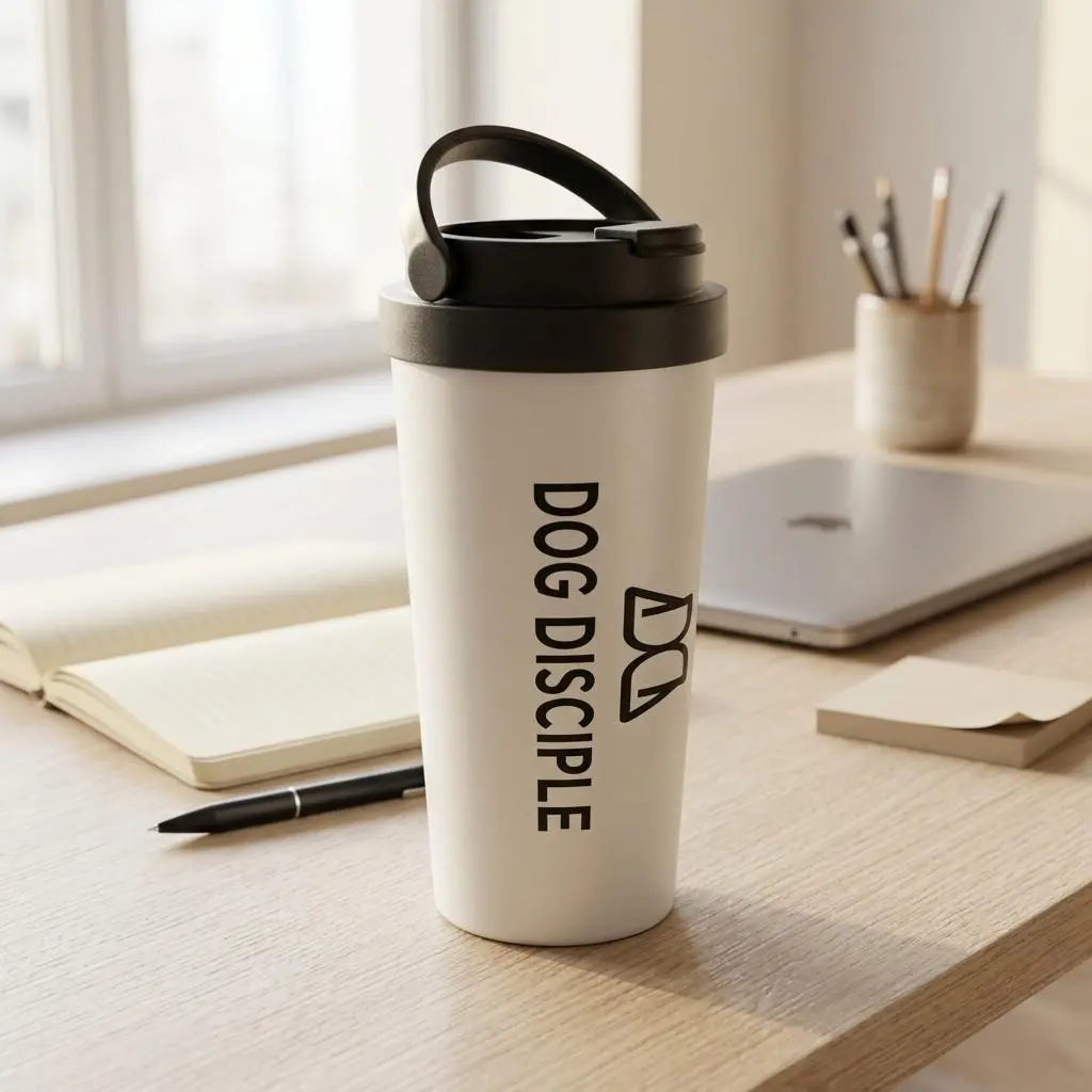 DOG DISCIPLE White 15oz Stainless Steel Travel Mug - Image 3